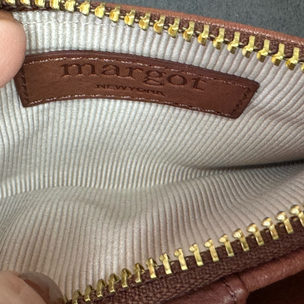 Margot New York Brown Leather Wristlet Wallet Bifold Zip Snap Genuine Leather - Picture 10 of 11